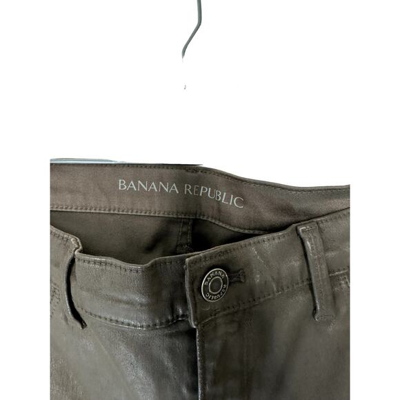 Banana Republic Taupe Mature Casual Coated Sateen Skinny Ankle Pant Size 31 - Picture 7 of 13